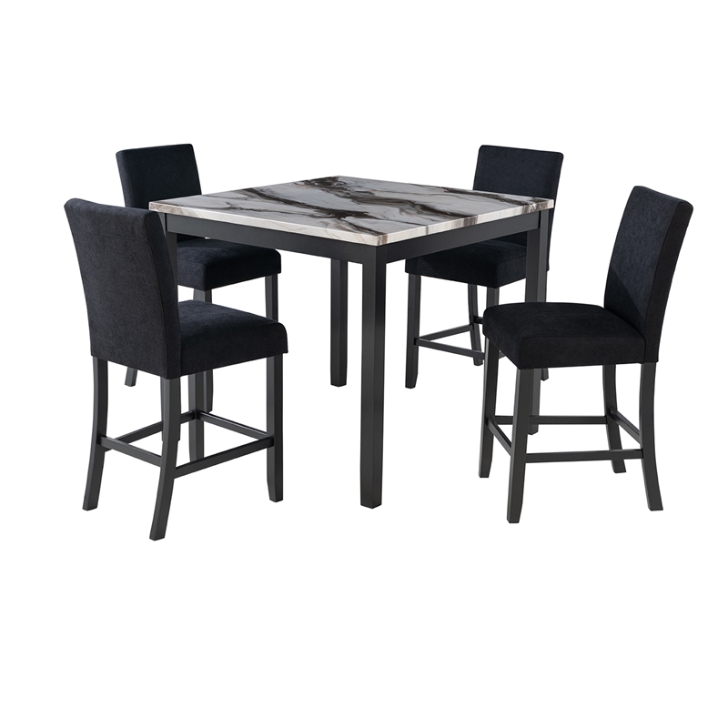 D4054 Black and Marble Finish 5PC Bar Set