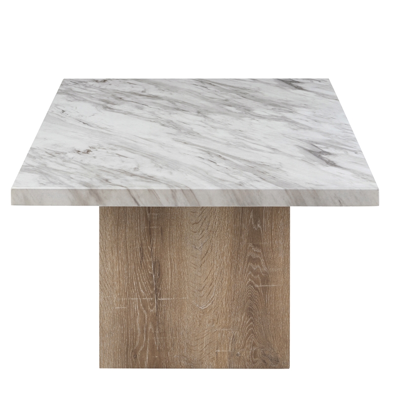 T02 Natural Wood Finish Pedestal Base Coffee Table