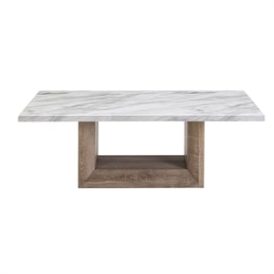 T02 Natural Wood Finish Pedestal Base Coffee Table
