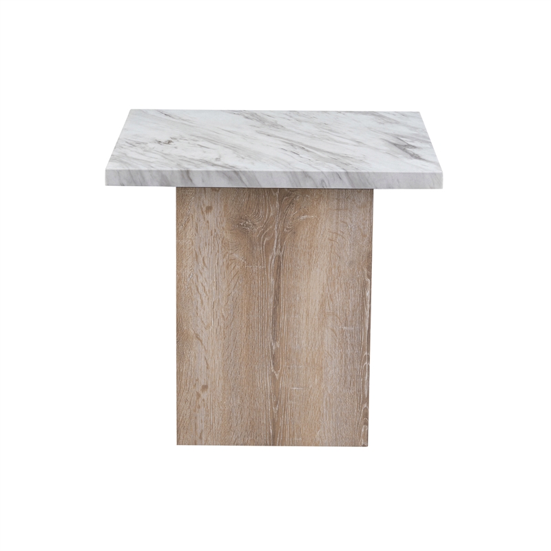 T02 Natural Wood Finish Pedestal Base End Table