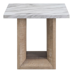 T02 Natural Wood Finish Pedestal Base End Table