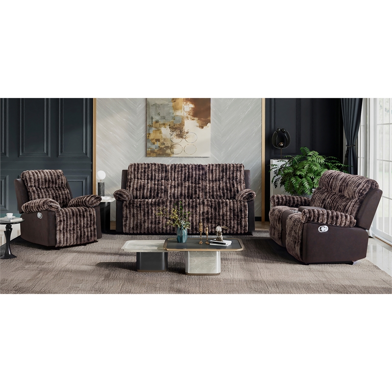 6028 Brown Extra Soft Console Reclining Loveseat