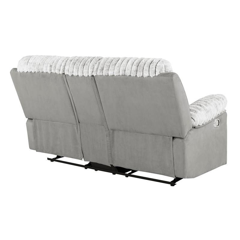 U6028 Gray Extra Soft Console Reclining Loveseat