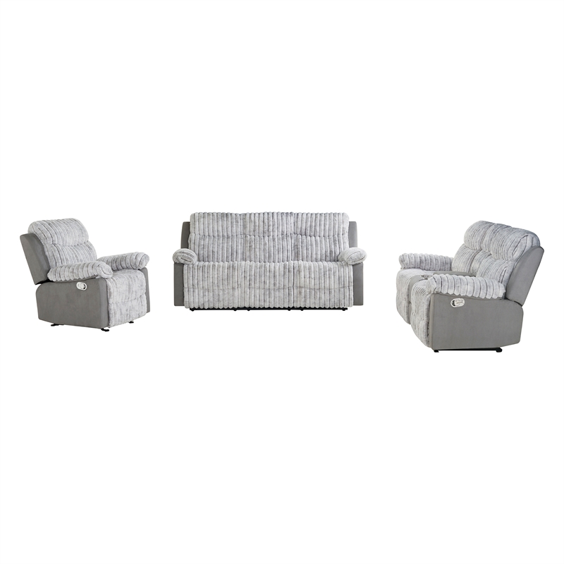 U6028 Gray Extra Soft and Padded Reclining Sofa