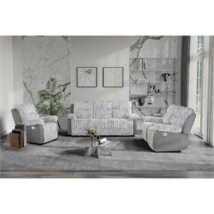 U6028 Gray 3PC Raclining Sofa-Loveseat and Recliner Set