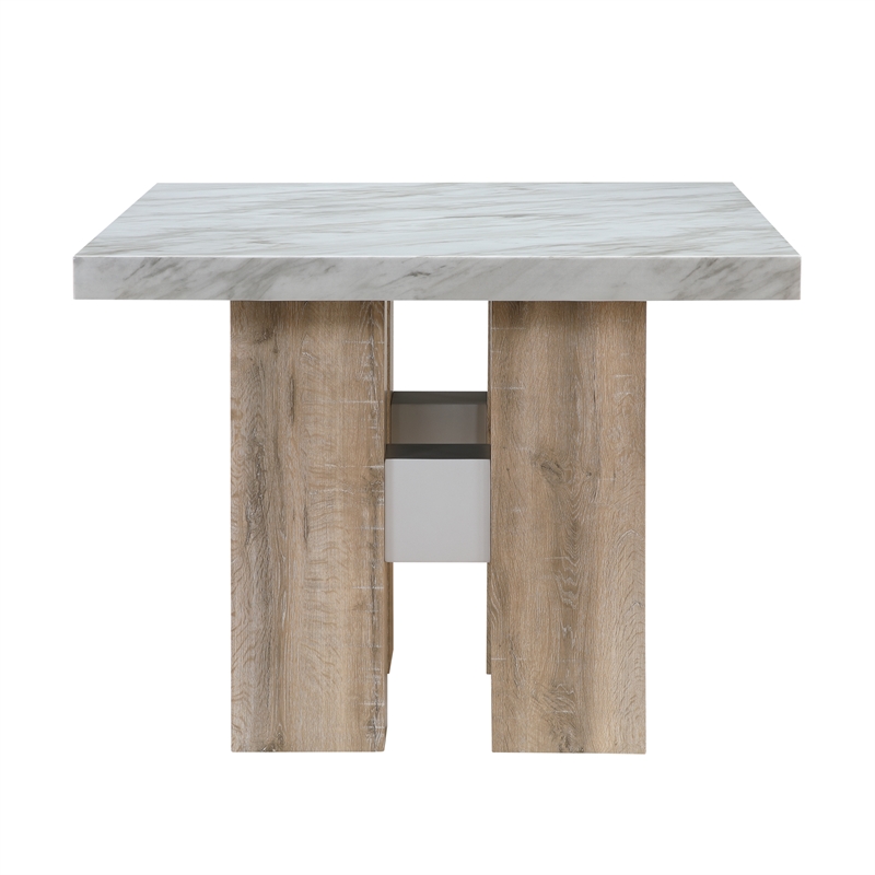 D04 Natural Pedestal Base Wood Bar Table