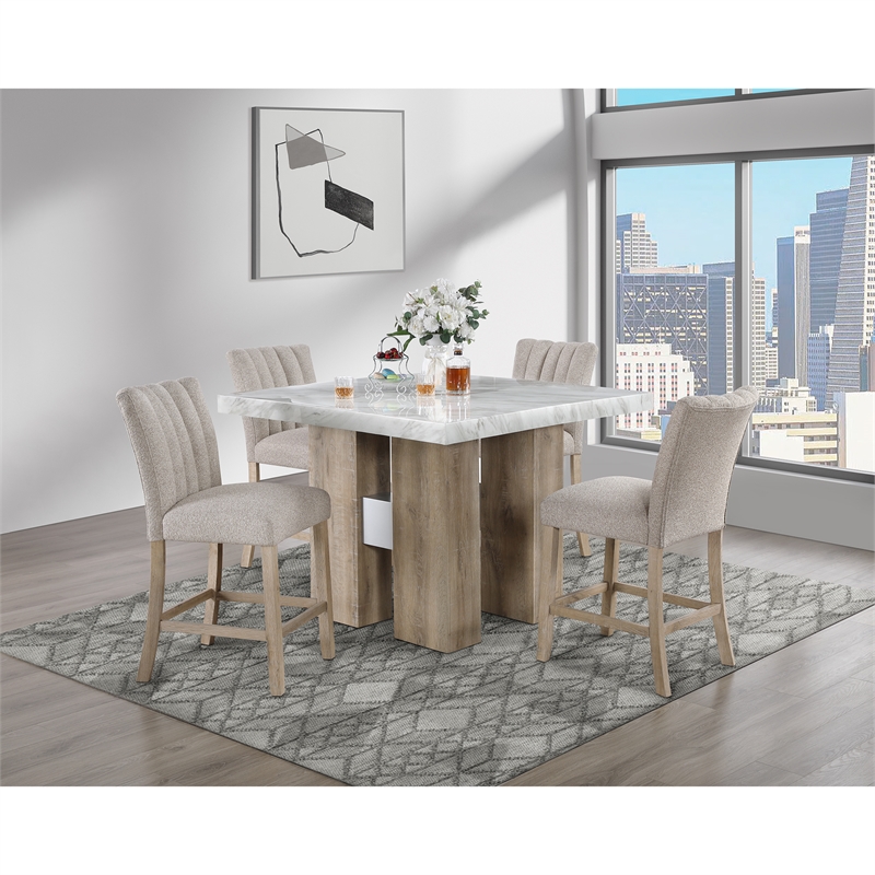 D04 Natural Pedestal Base Wood Bar Table