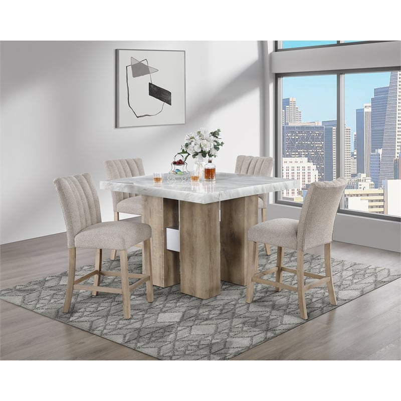 D04-8685BS Natural and Beige Bar and Stool wood 5PC Set
