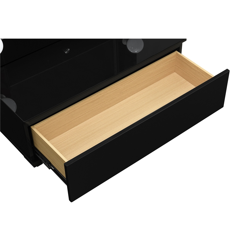 Ella Black Narrow Tall Mirror with Storage Drawer and Speaker