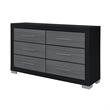 Emma Black Gray Bedroom Dresser with 6 Drawers
