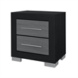 Emma Black Gray Nightstand with 2 Drawers