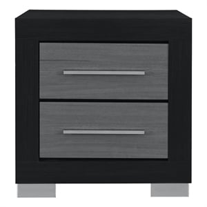 Emma Black Gray Nightstand with 2 Drawers