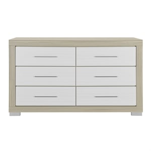 Emma Natural White Bedroom Dresser with 6 Drawers