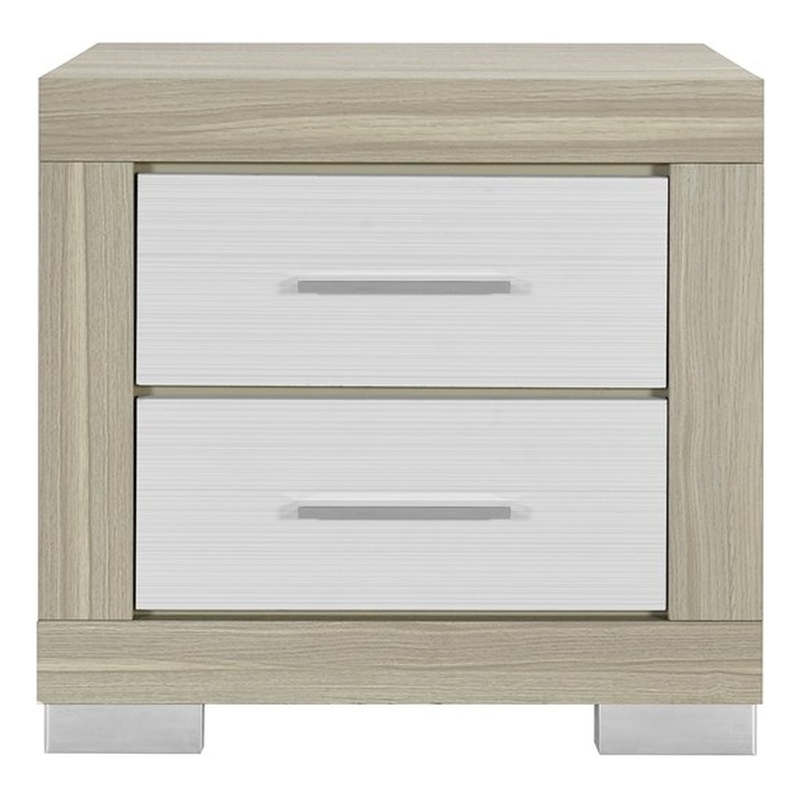 Modern Natural White Wood Nightstand with Storage Drawers