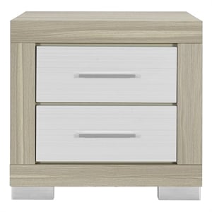 Modern Natural White Wood Nightstand with Storage Drawers