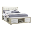 Emma Natural White King Storage Bed with LED Lighting and USB Ports