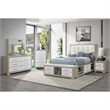 Emma Natural White King Storage Bed with LED Lighting and USB Ports