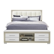 Emma Natural White King Storage Bed with LED Lighting and USB Ports