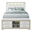 Emma Natural White Queen Storage Bed with LED Lighting and USB Ports