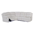White Faux Leather Reclining Sectional Sofa with Cup Holders