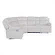 White Faux Leather Reclining Sectional Sofa with Cup Holders