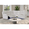 White Faux Leather Reclining Sectional Sofa with Cup Holders