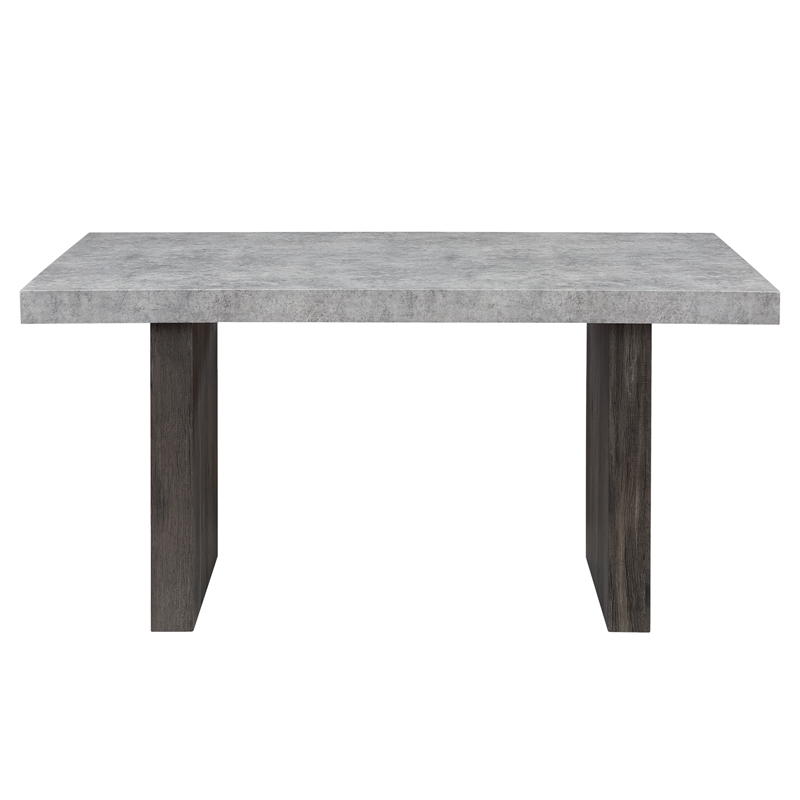 Gray Wood Dining Table with Double Pedestal Base