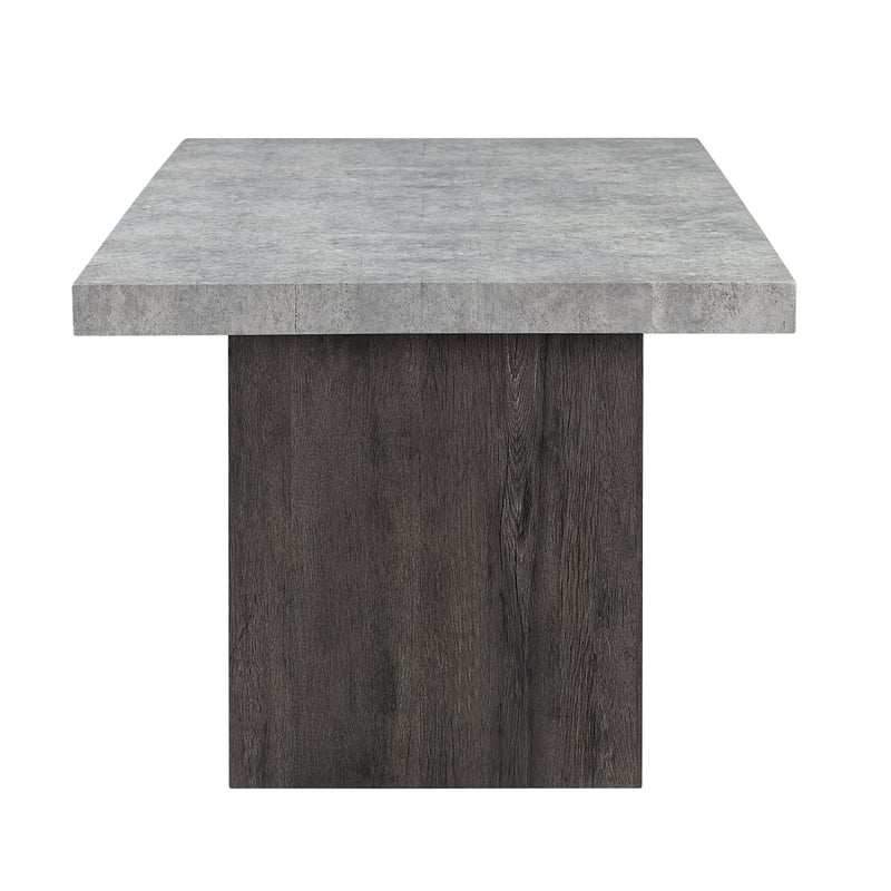 Gray Wood Dining Table with Double Pedestal Base