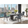 Gray Wood Dining Table with Double Pedestal Base