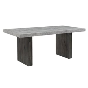 Gray Wood Dining Table with Double Pedestal Base