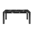 Black Wood Dining Table with Marble Look Surface