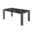 Black Wood Dining Table with Marble Look Surface