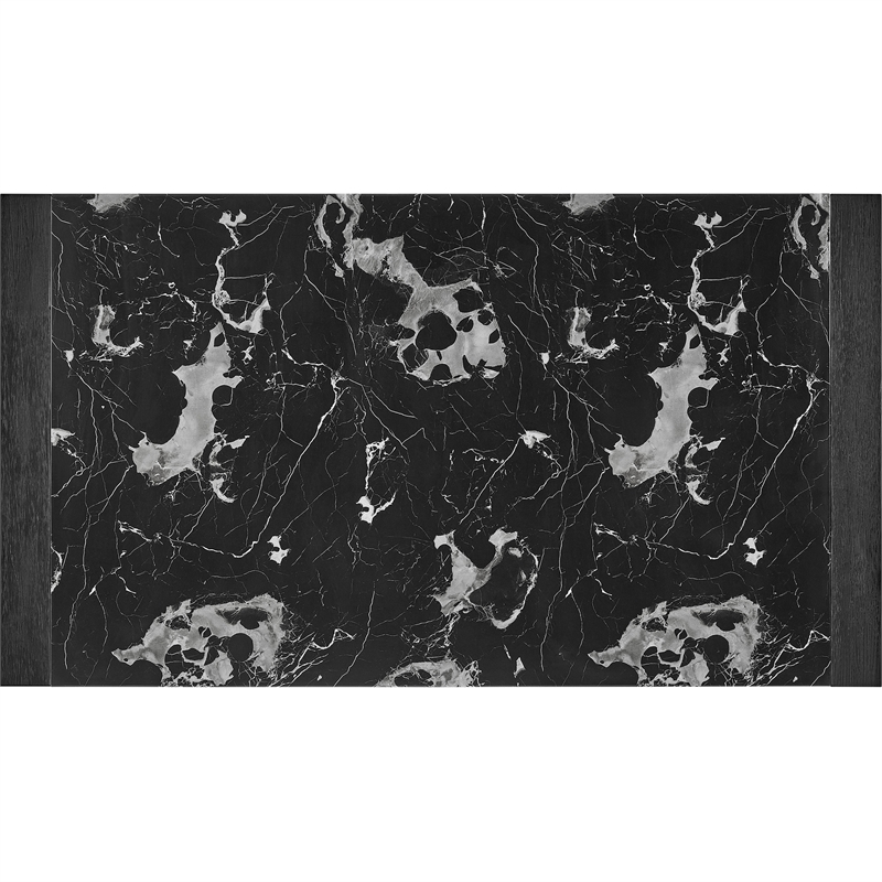 Black Wood Dining Table with Marble Look Surface