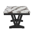 White Marble Look Dining Table with Black Pedestal Base