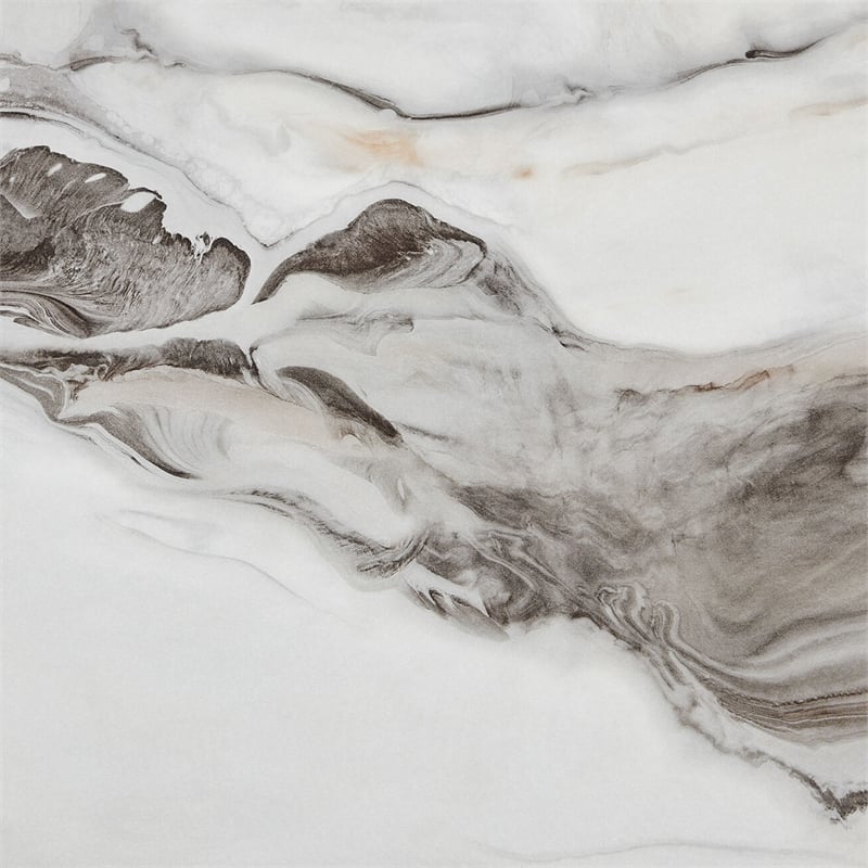White Marble Look Dining Table with Black Pedestal Base