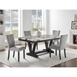 White Marble Look Dining Table with Black Pedestal Base