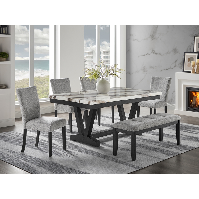 D1319 Gray Fabric Dining Chairs Set of (2)