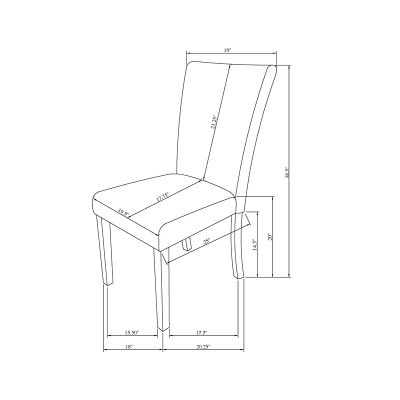 D1319 Gray Fabric Dining Chairs Set of (2)