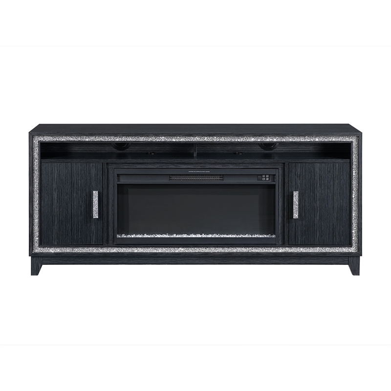 Lily Dark Gray 72 Inch Electric Fireplace with LED Lighting and Speakers