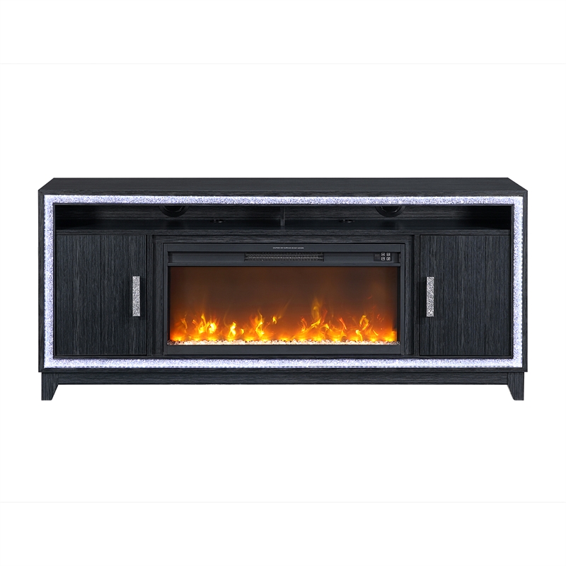 Lily Dark Gray 72 Inch Electric Fireplace with LED Lighting and Speakers