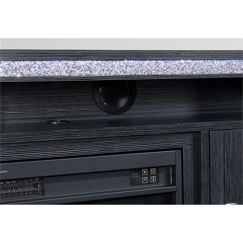 Lily Dark Gray 72 Inch Electric Fireplace with LED Lighting and Speakers