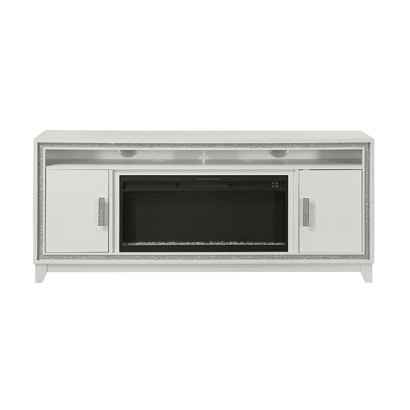 Lily White 72 Inch Electric Fireplace with LED Lighting and Speakers
