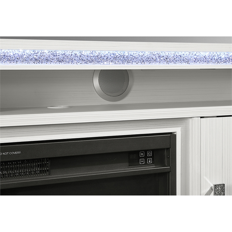Lily White 72 Inch Electric Fireplace with LED Lighting and Speakers
