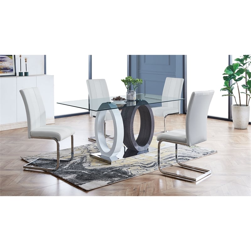 Faux Leather Dining Chairs in White (Set of 4)