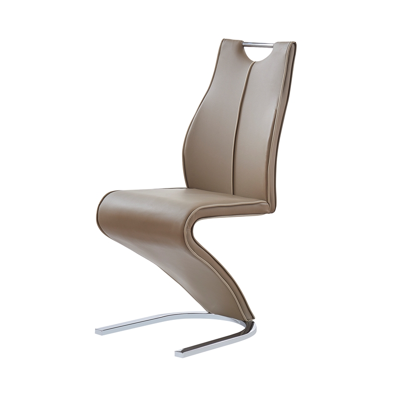 Contemporary Brown Dining Chairs with Chrome Base Set of 2