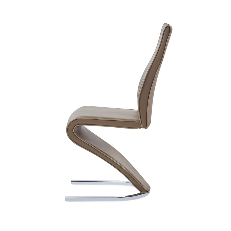 Contemporary Brown Dining Chairs with Chrome Base Set of 2