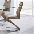Contemporary Brown Dining Chairs with Chrome Base Set of 2