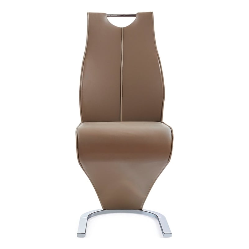 Contemporary Brown Dining Chairs with Chrome Base Set of 2