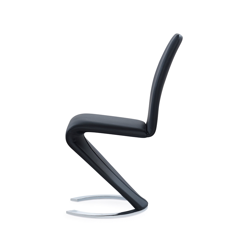 Faux Leather Z-Shape Dining Chairs in Black (Set of 2)