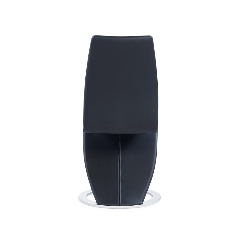 Faux Leather Z-Shape Dining Chairs in Black (Set of 2)